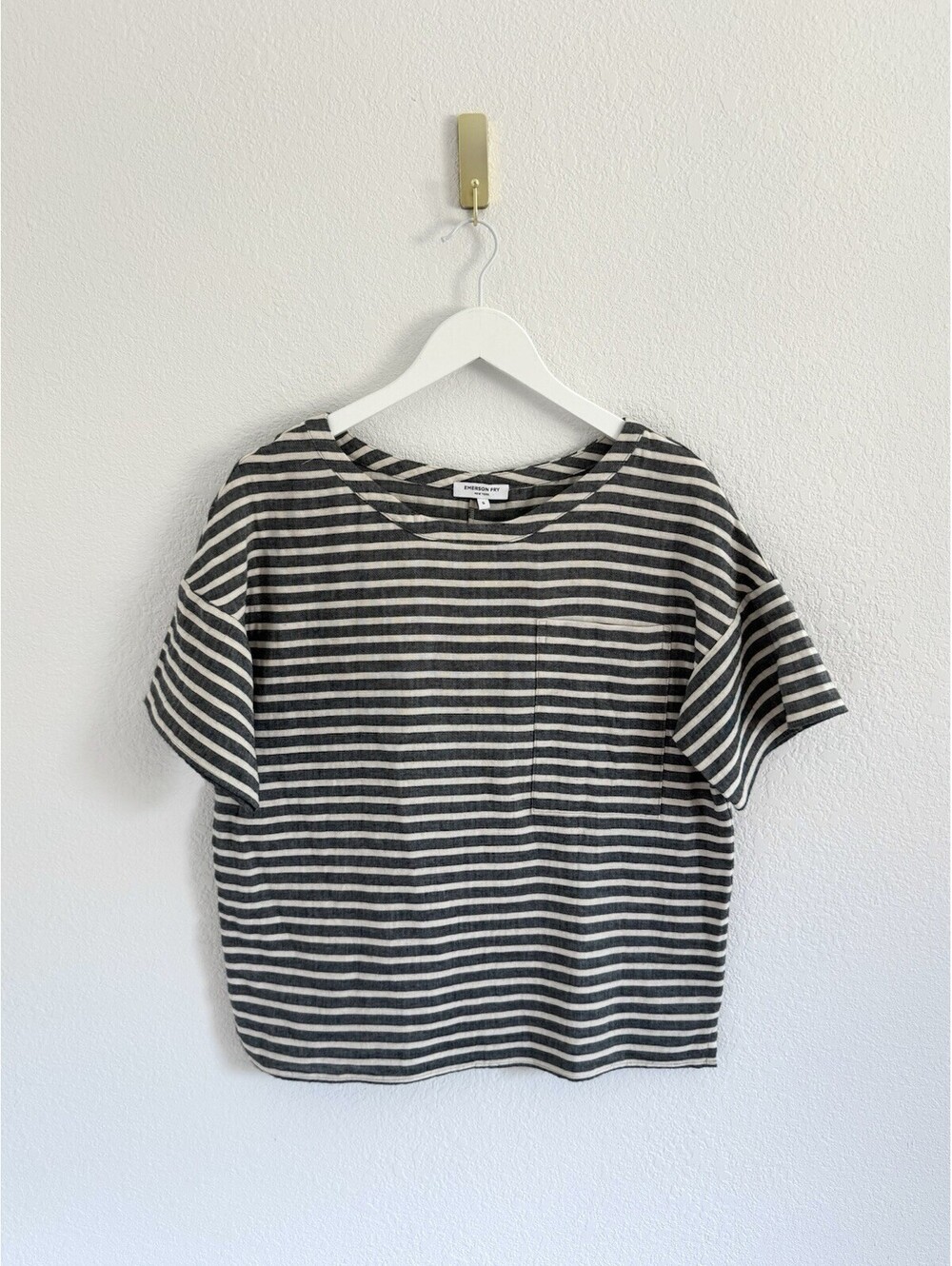Emerson Fry Women’s Sz S Contemporary Relaxed Horizontal Striped Boxy Shirt